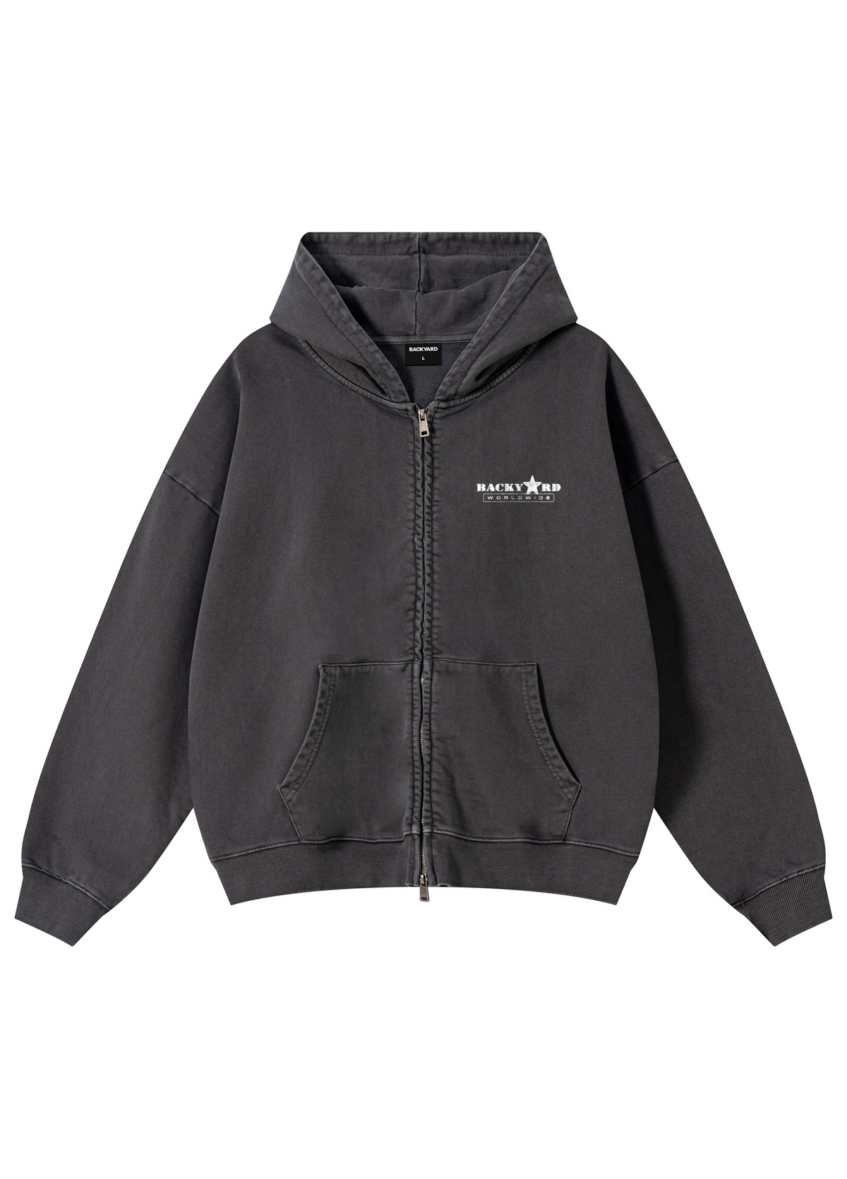 BACKYARD WORLDWIDE WASHED HOODIE - DARK GREY