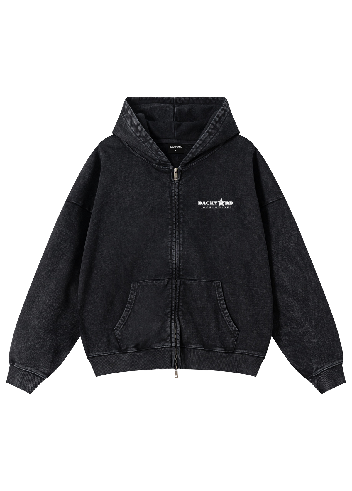 WORLDWIDE WASHED HOODIE - BLACK