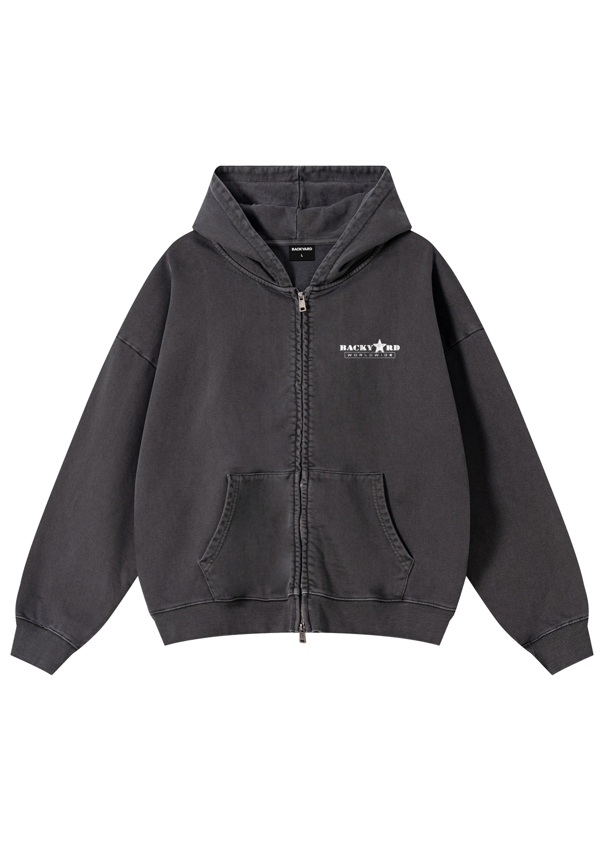 WORLDWIDE WASHED HOODIE - DARK GREY